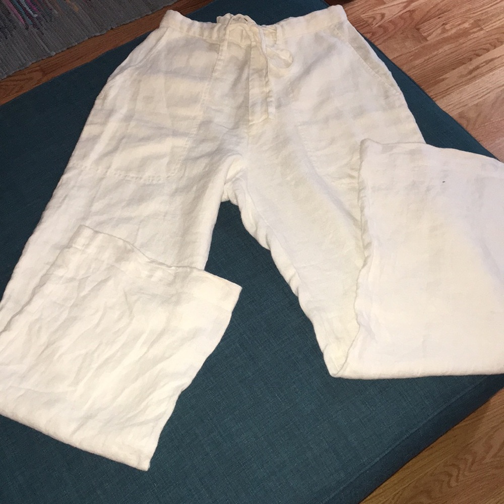 Off white, wide leg, linen pants